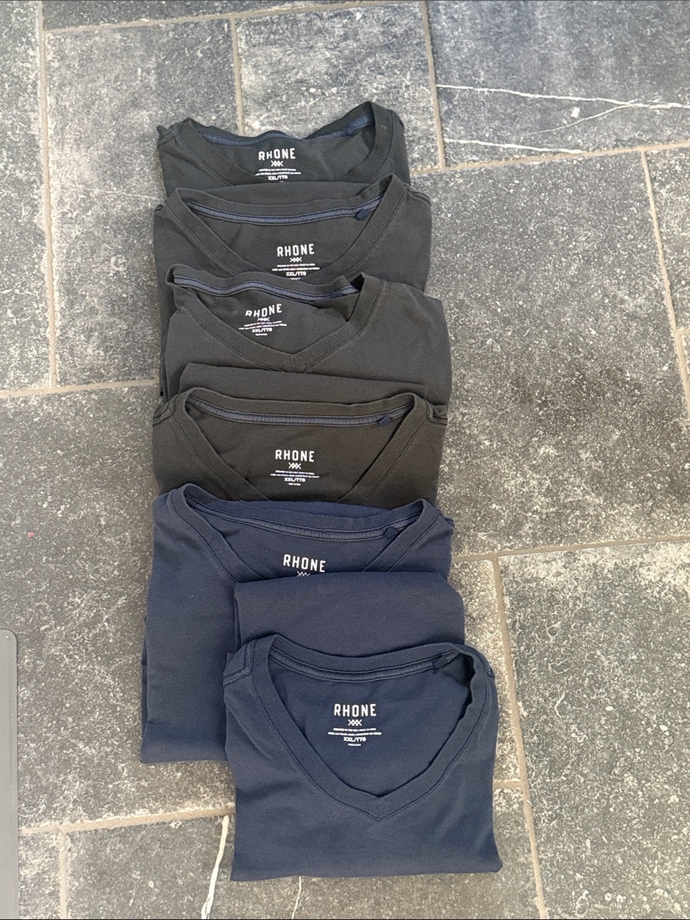 RHONE Short Sleeve V-Neck Tees - Navy and black Stack